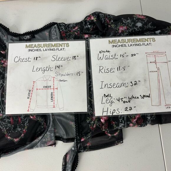 Widow Black Dark Floral Mesh Pant Set XL Whimsigoth Dark Romance Feminine Witchy - Picture 3 of 15